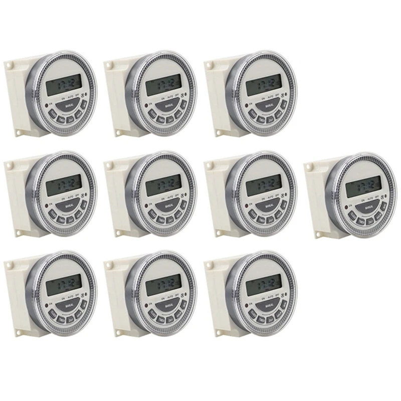 

10X Programmable Timer Switch Relay Digital LCD Power Weekly CN304A AC 220V 5 Pin