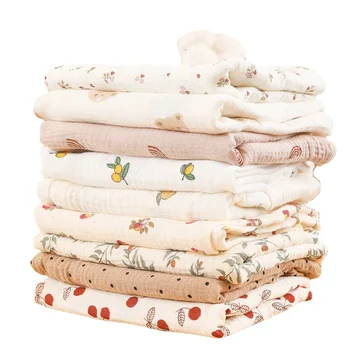 80X65cm Muslin Squares Baby Swaddle Blanket Newborn Diaper Bedding Cotton Stroller…