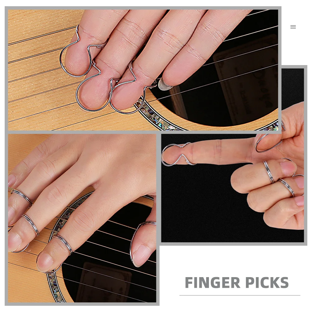 Guitar Picks Banjo Metal Hollow Plectrums Mandolin Finger Musical Instrument Ring Bass