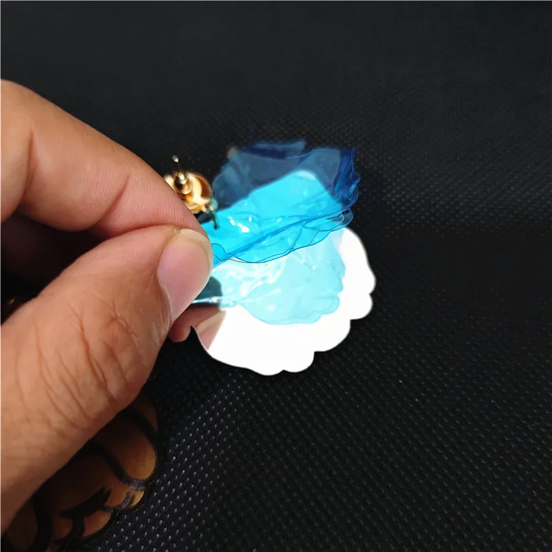 KUGUYS Cute Animal Jewelry Mirror Acrylic Printing Bulldog Dog Drop Earrings for Women Trendy Accessories