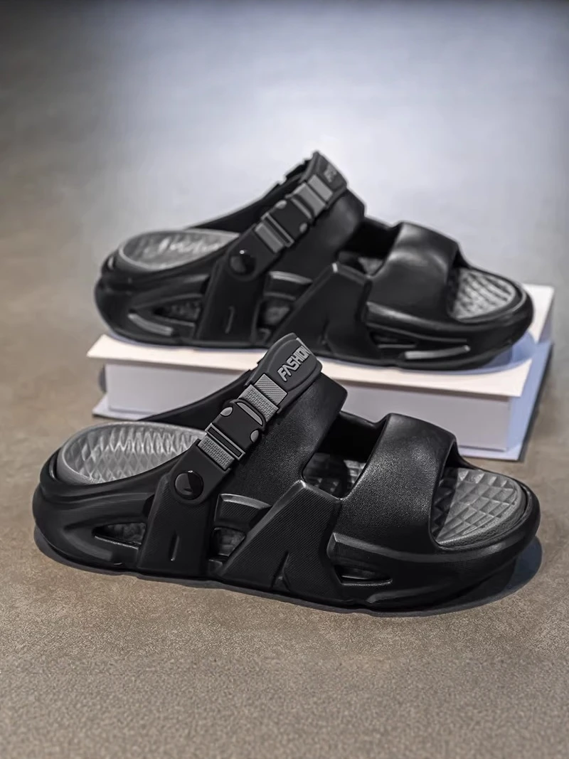 

Men's Outdoor Sports Slippers Anti-Slip Driving Beach Sandals Two Users Youth Trendy Flat EVA Material Low Heel Summer Shoe