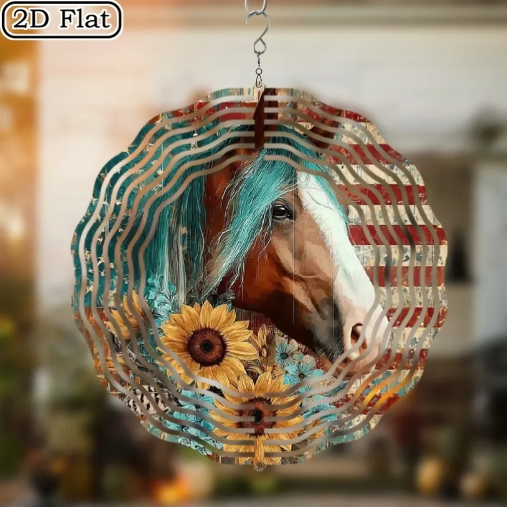Galloping Horse Wind Chime Rustic Iron Metal Art Outdoor Garden Decor Gift