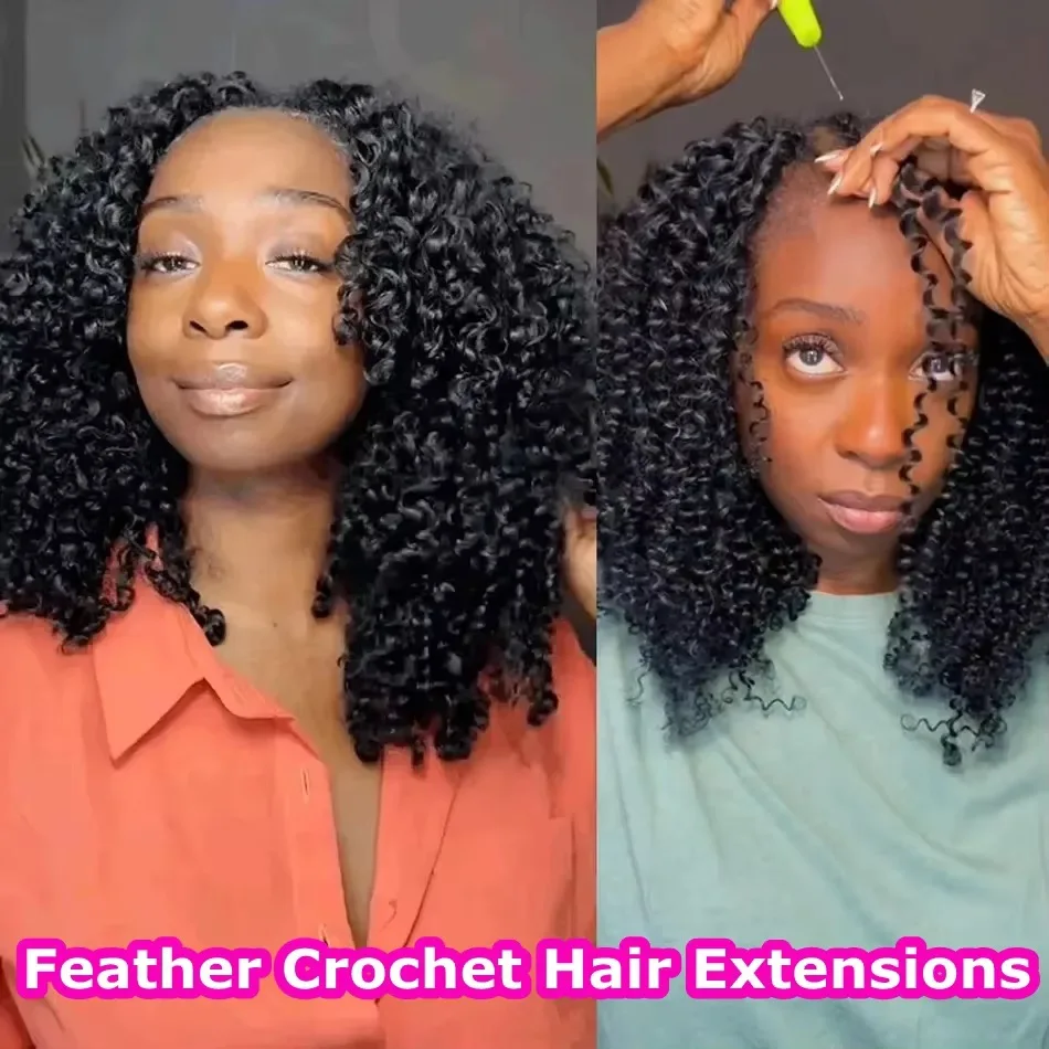 

Burmese Curly Feather Crochet Human Hair Water Wave Crochet Human Hair Natural Black Extensions Pre-Separated For Braiding