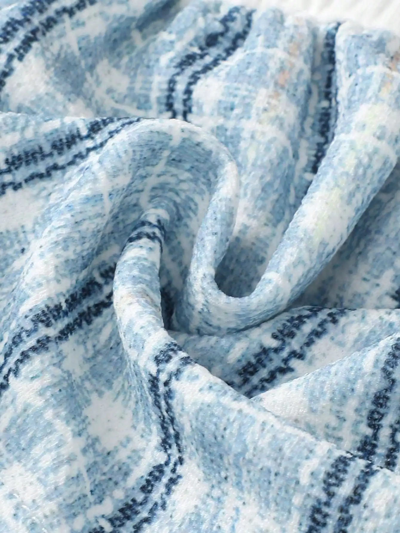 0-2 فتاة عصرية لطيف رومانسية بيضاء حفرة قطاع الربط الأزرق متقلب كم طويل مع السراويل البطن الزرقاء و Hairba