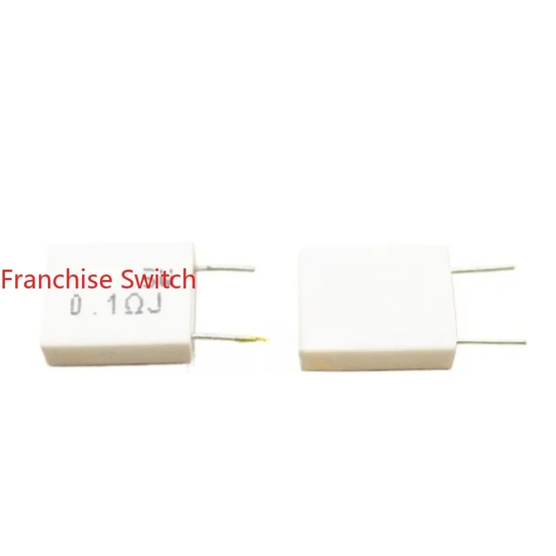 150PCS BPR56 5 Watt 0.1R 0.1Ohm 0R1J 5W0.1RJ Non-inductive Ceramic Cement Resistor, Vertical 2Pins