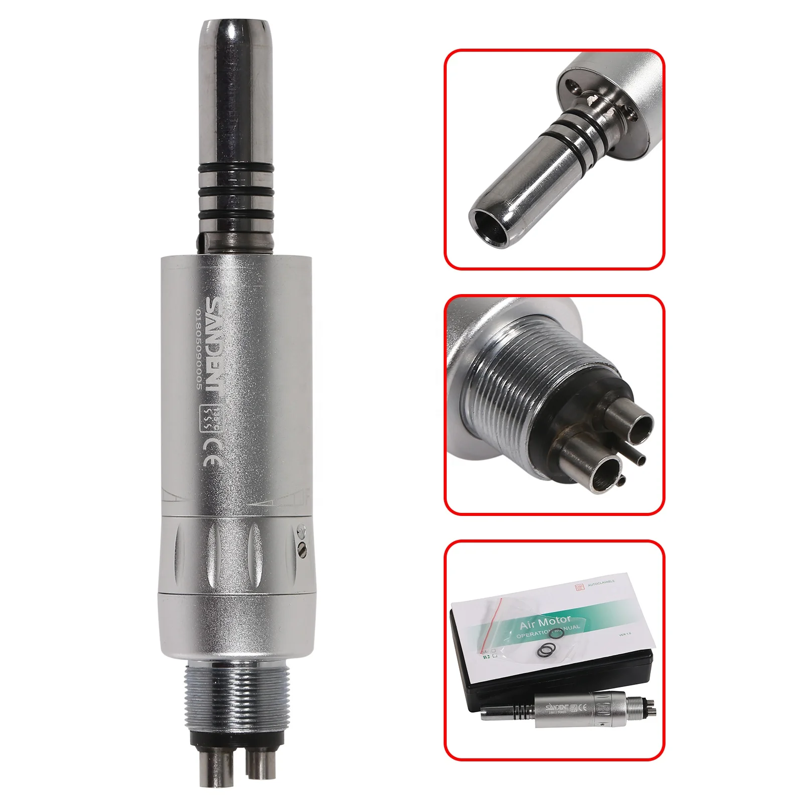 Hot Sale! Den tal E-type 1:1 Inner Water spray Cooling Low/Slow Speed Air Motor Handpiece 4 Hole fit N-S-K