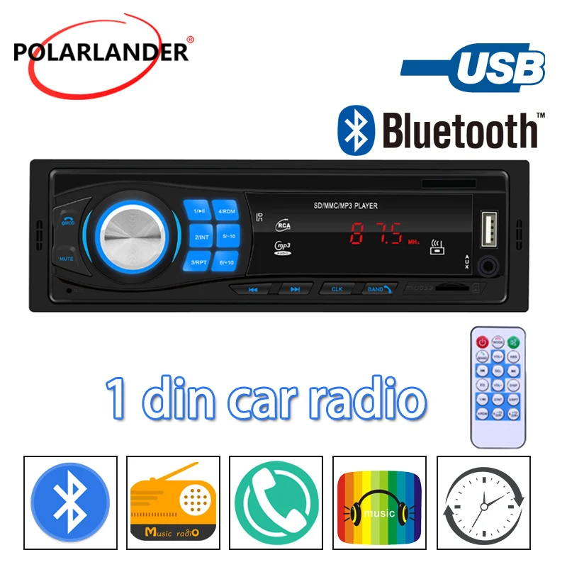 

Car Radio 1 Din Autoradio Stereo LED Digital Tube MP3 Player 12V Four Output 45W In-dash Universal FM AUX IN USB TF Bluetooth