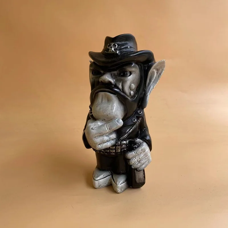 Lemmy Rock Ikone Skulptur Lempre chaun Harz Handwerk Dekoration Cowboy Finger Zwerg Garten Ornamente Outdoor Hof Rasen Gnome Dekor