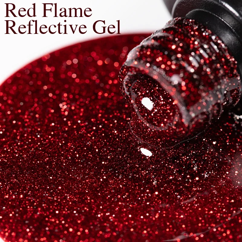 7.5 مللي تألق الأحمر عاكس بريق هلام مسمار البولندية مبهرج سوبر لامعة جيل للأظافر نقع قبالة الأشعة فوق البنفسجية شبه دائمة مسمار الفن الورنيش #4
