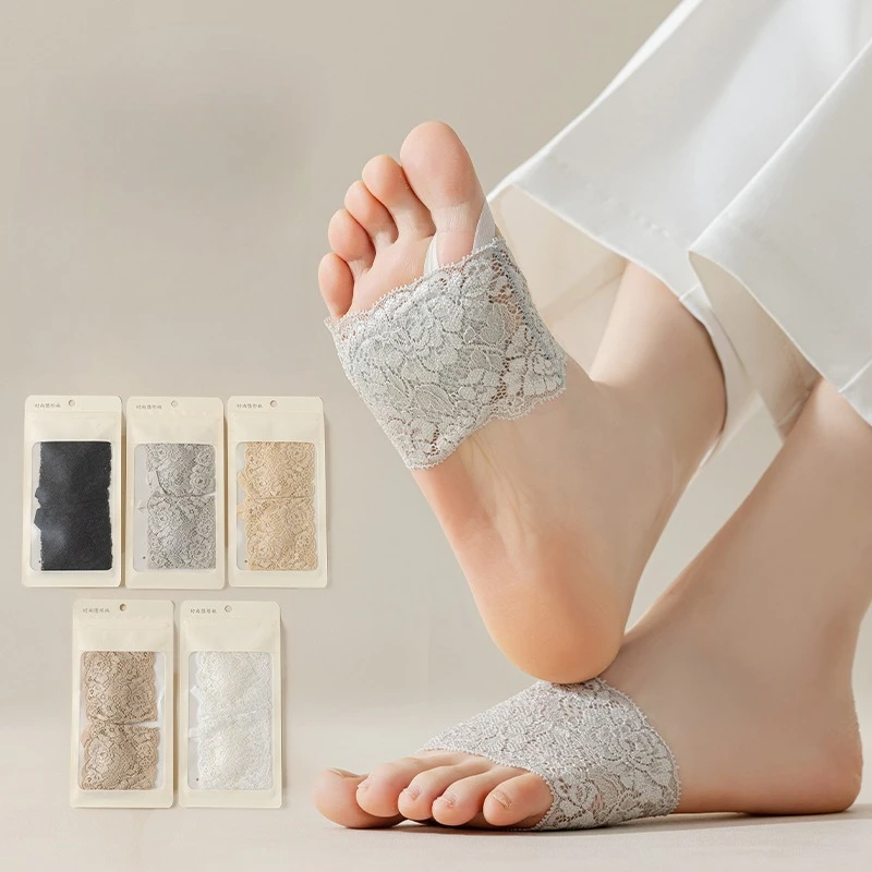 

Women's Summer Thin Half Palm Split Toe Socks Invisible Breathable Lace Forefoot Socks for High Heels
