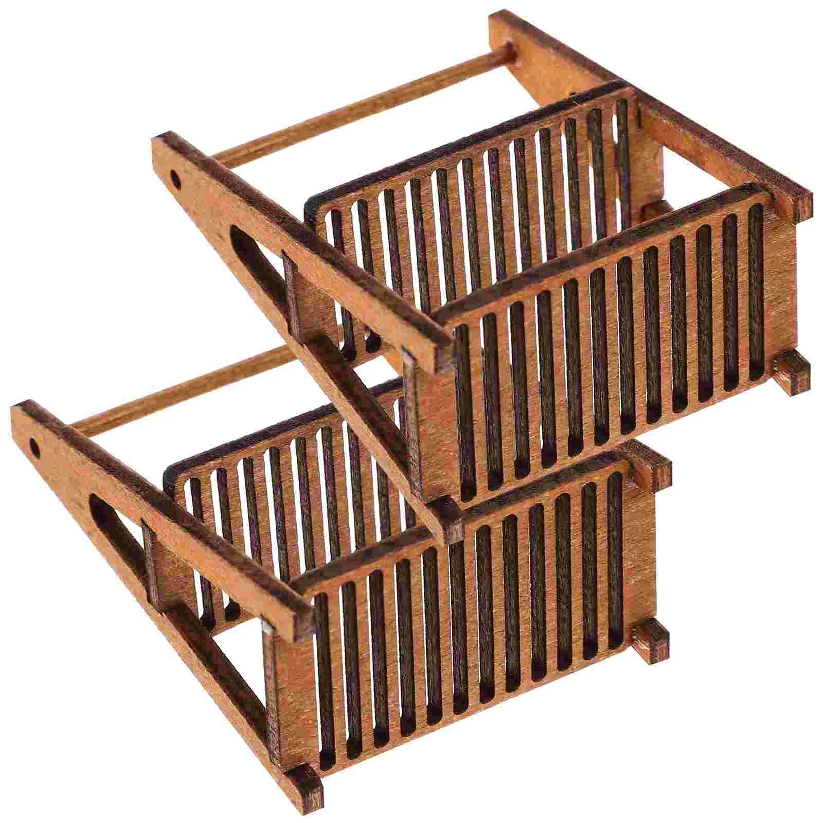 

Dollhouse Double-layer Wooden Storage Rack Bread Miniature Food and Play Scene Model 2pcs Furniture Things Accessories