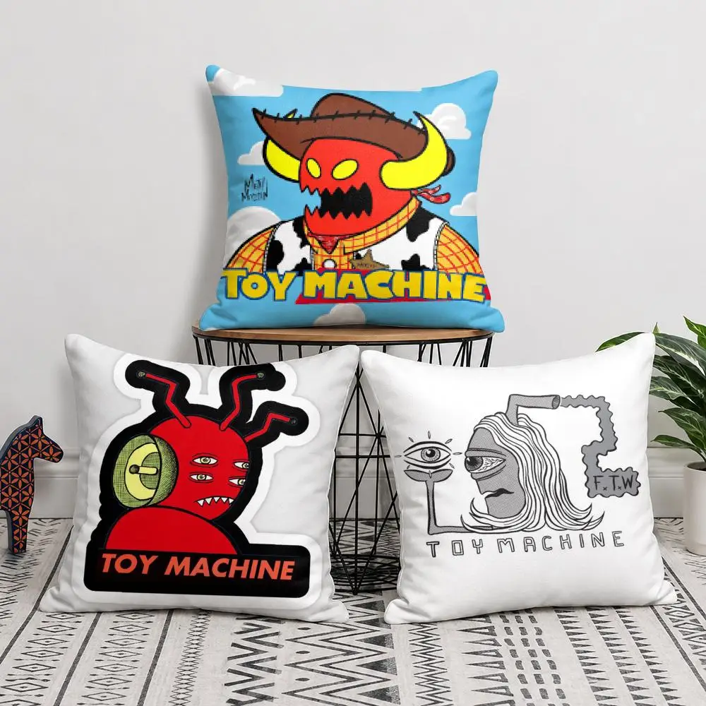 T-Toy M-MachineS S-SkateS Cushion Cover Silky Short Plush Invisible Zipper Dustproof Sofa Pillow Case For Home Decor