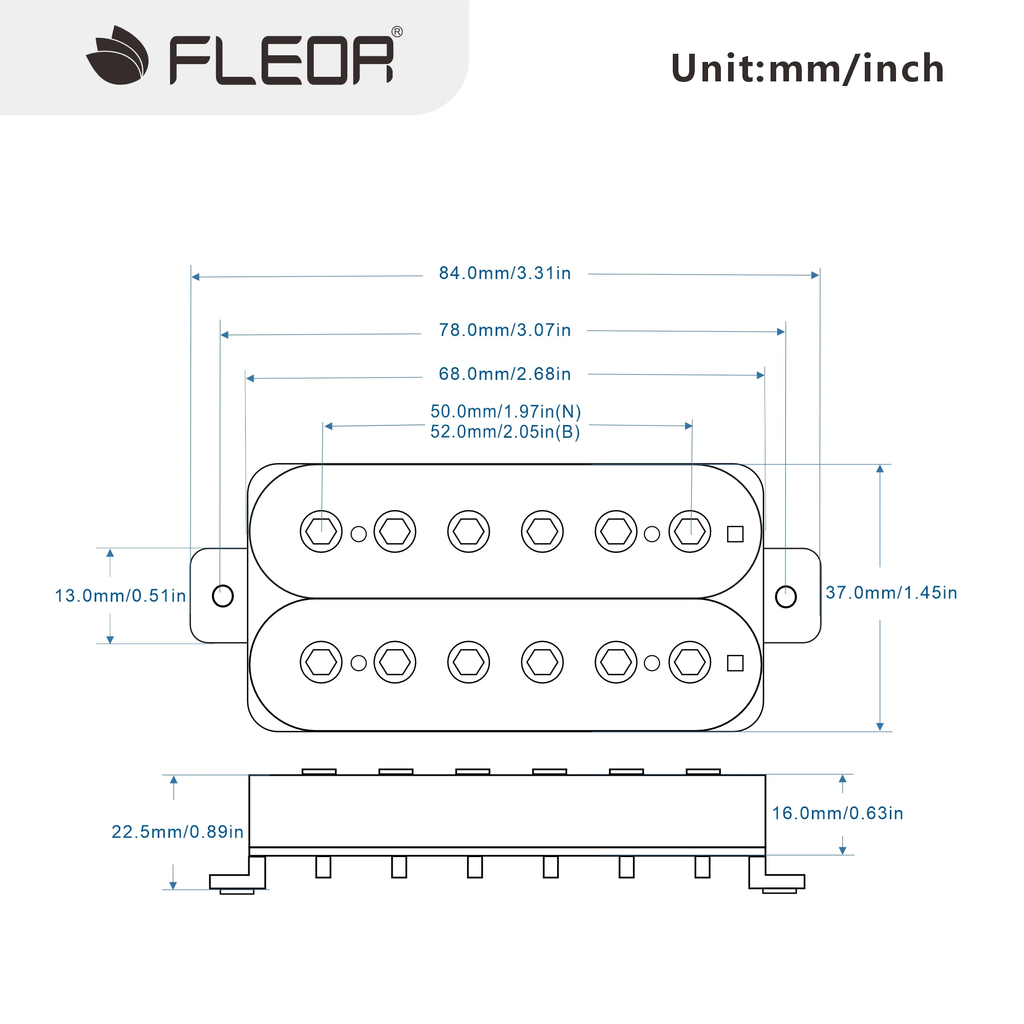 FLEOR Set of Humbucker Pickup Electric Guitar Pickup Neck Bridge Set Ceramic Magnet Guitar Parts, Black / White Choose