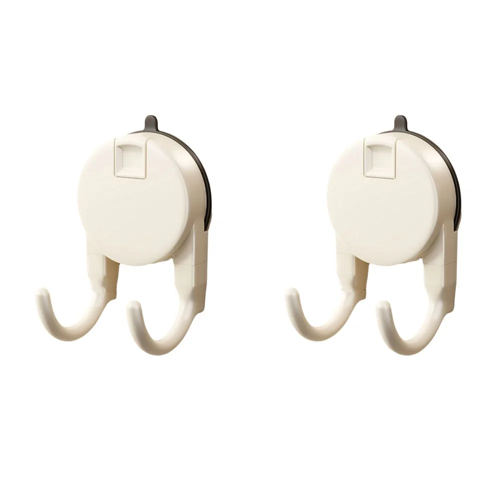 

2Pcs Plastic Suction Cup Hooks Non-Marking Moisture-proof Paper Towel Double Hooks Removable Waterproof Kitchen Storage Hooks