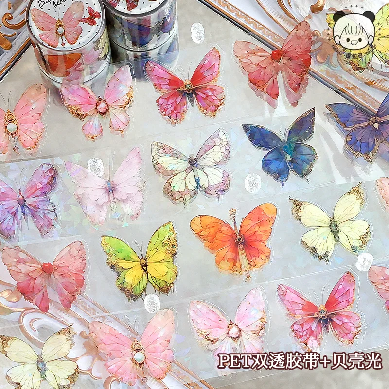 Vintage Colorful Butterfly Theme PET Decorative Tape Creative Stickers Journal DIY Tape Sticker Stationery Kids Gift wholesale