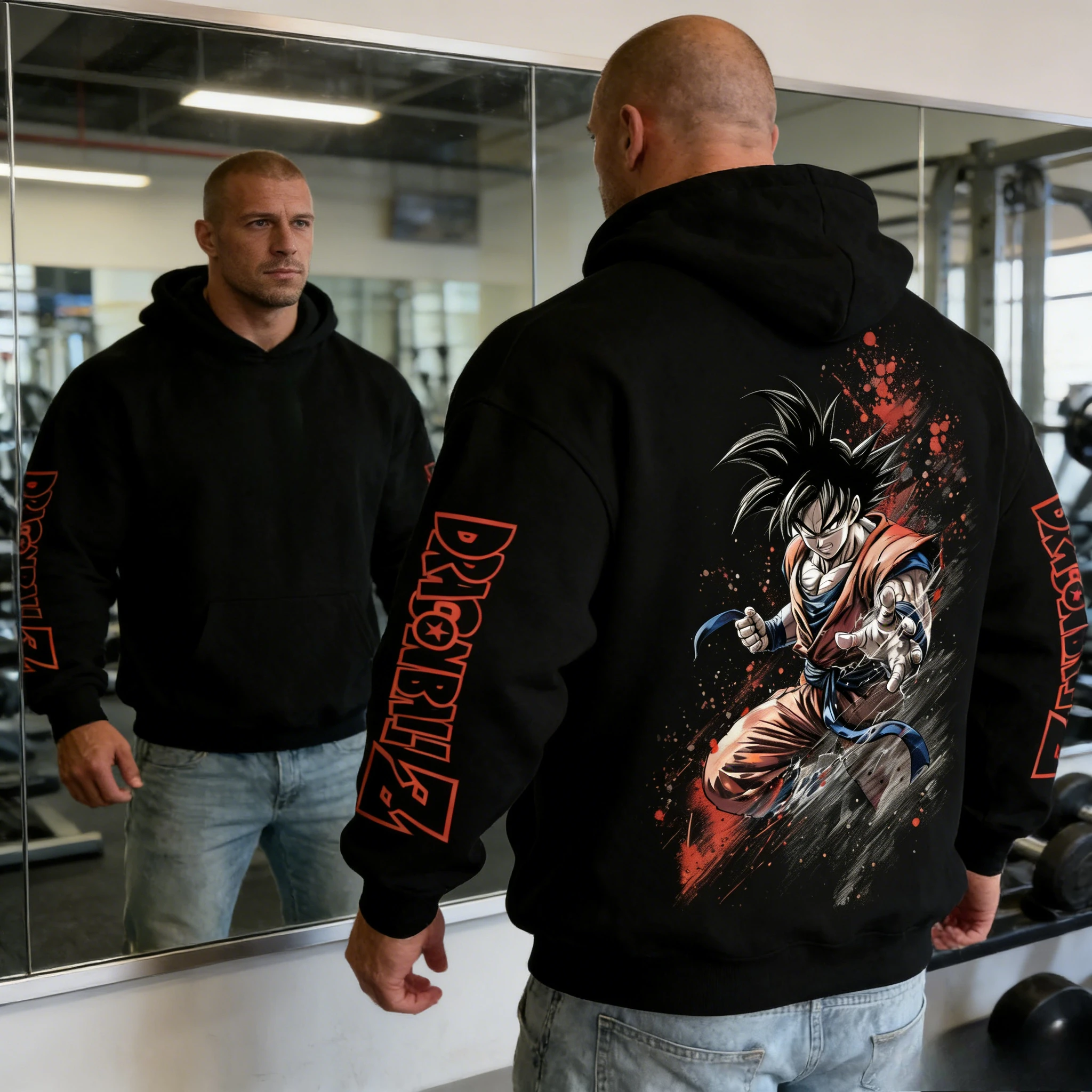 2026 Dragon Ball Retro Anime Hoodie, Son Goku Druck Herren Reiner Baumwoll-Hoodie, Lässiger Lockerer Sport-Alltagsstil Y2K-Design