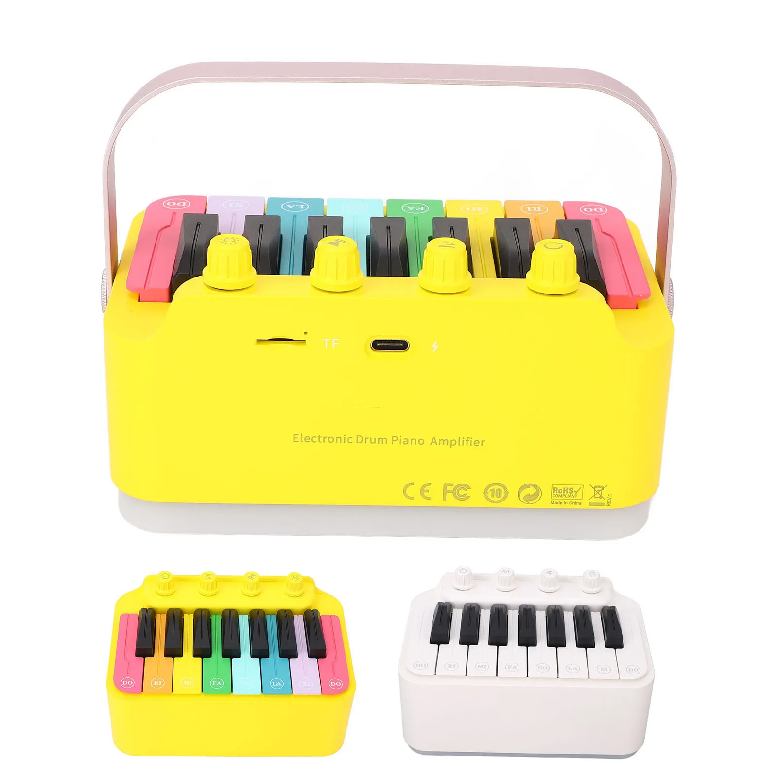 

Электронный пианино-барабан, перезаряжаемый портативный динамик BT с RGB окружающим освещением, музыкальный инструмент, перезаряжаемый пианино-барабан