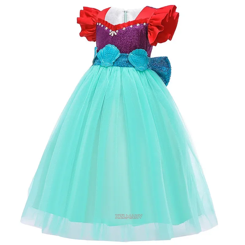 Sirena Ariel Principessa Ragazza Abito Costumi Cosplay per Bambini Festa Neonata Sirena Vestire Set Bambini Abbigliamento Halloween