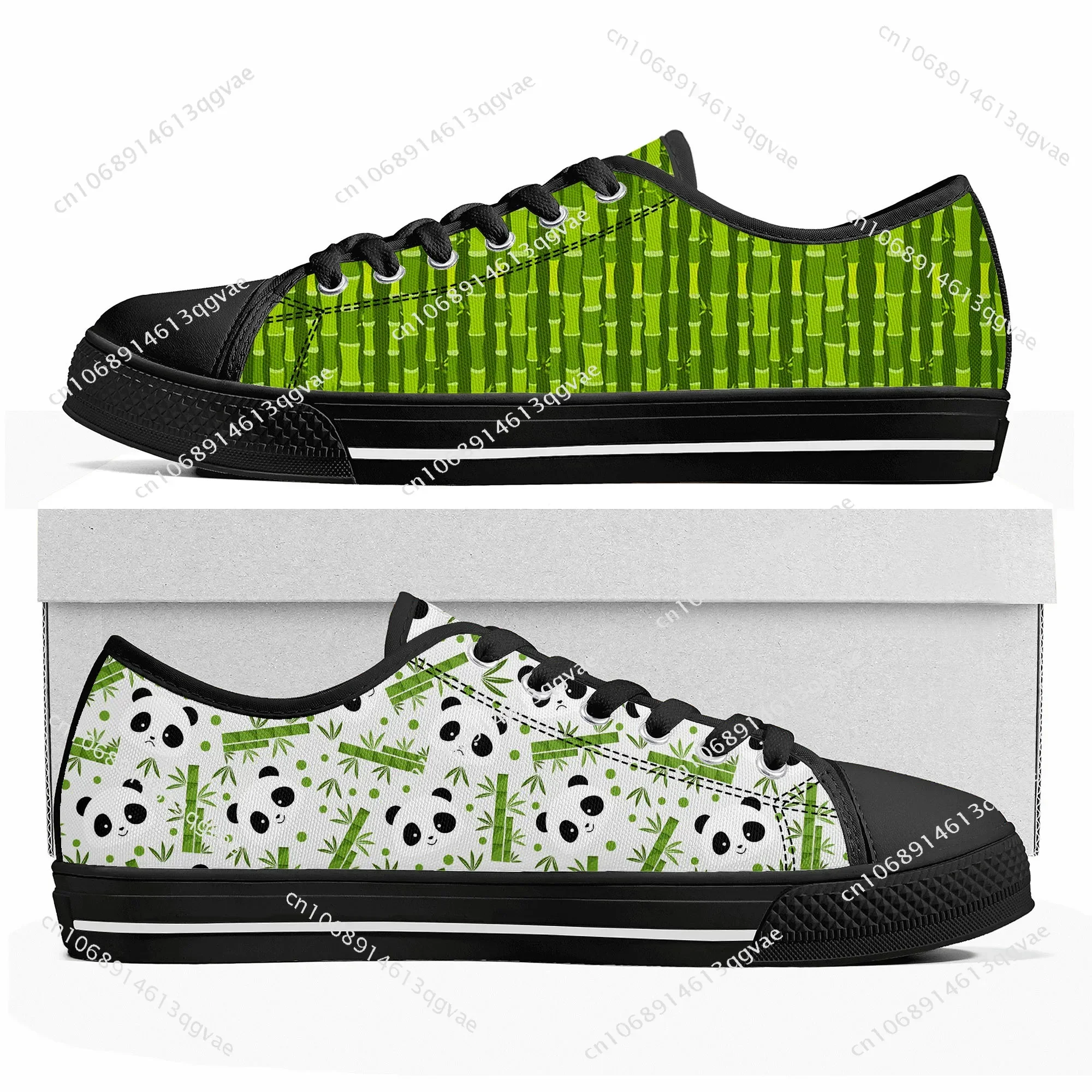 Panda Cute Pattern Low Top High Quality Sneakers Mens Womens Teenager Tailor-made Shoe Canvas Sneaker Casual Couple Shoes Black