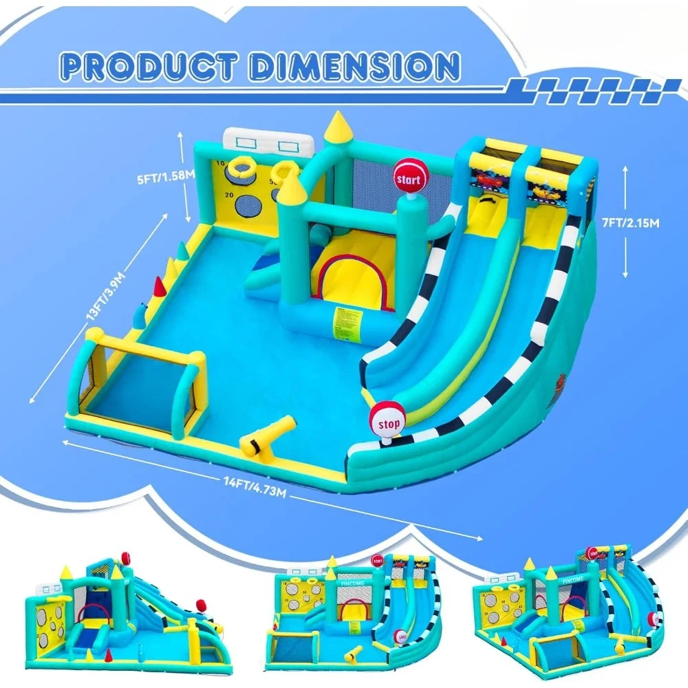 Надувной дом для прыжков с двойными водными горками и воздуходувкой, очень большой отказовный замок для детей, бассейна, прыжков, скалолазания
