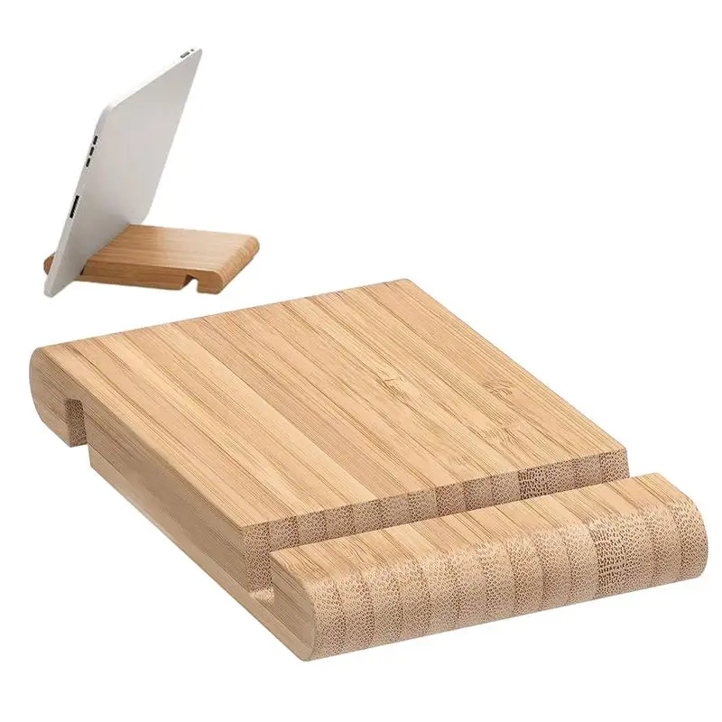 Holz Telefonst änder Holz Doppels chlitz Tablet Ständer mit stabiler Basis Holz Handy halter keine Grate für Smartphone Tablet Desktop
