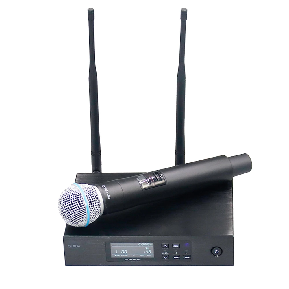 QLXD4/BETA58A/SM 58 Professional Dynamic Wireless Microphone System Rechargeable UHF True Diversity Wireless Microphone