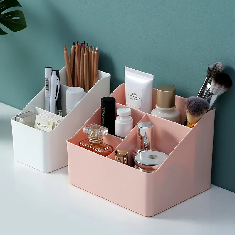 Minimalist Desktop Plastic Storage Box, Stationery and Cosmetics Sorting Box Household and Student Storage Box Divided Box