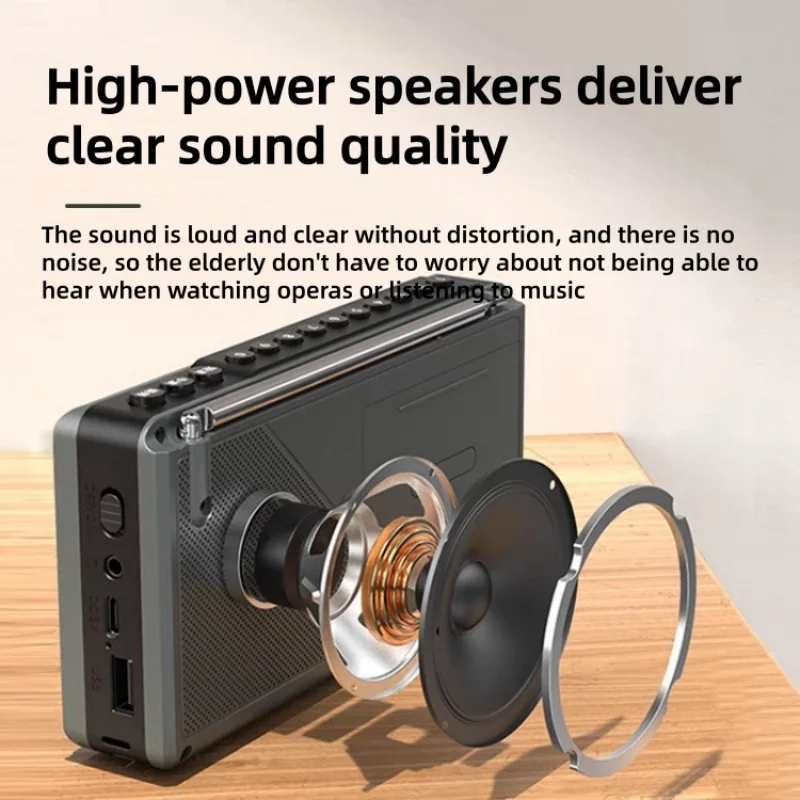 Large Screen Digital Clock Bluetooth FM Radio 450mm Retractable Antenna USB TF MP3 MP4 Portable Video Audio Player