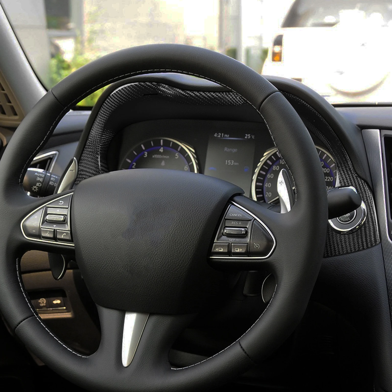 For Infiniti Q50 Q60 2014-2023 Real Dry Carbon Fiber Speedometer Instrument Panel Cover Car Accessories Modification Decoration
