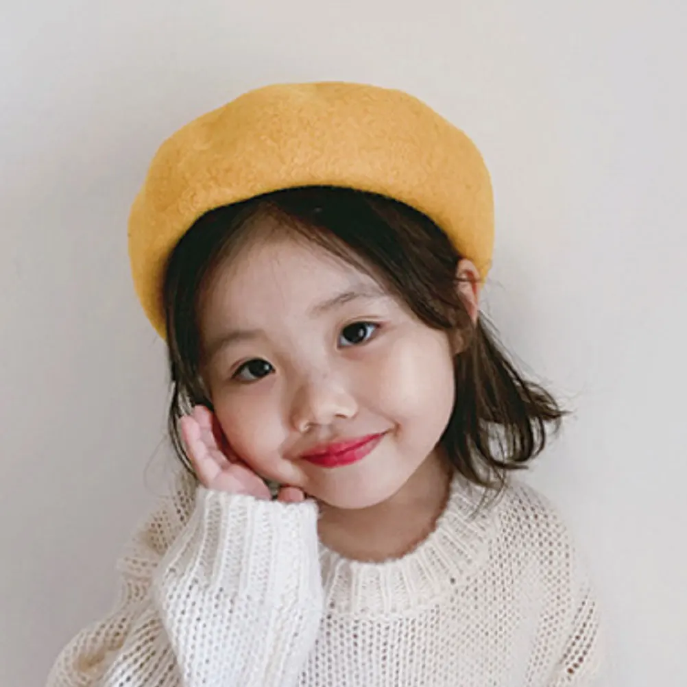 

Cute Baby Beret For Girls Winter Warm Wool Hat French Style Children'S Headwear Lightweight Portable Autumn Spring Daily Wear
