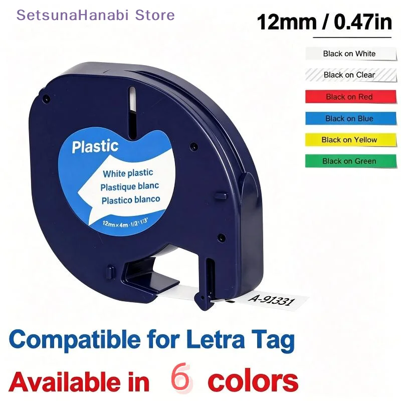 [W]Compatible Dymo LT Label Tapes Clear Print Multi Color For Home Office Inventory Sorting Fits LT200 LT100H LT100T LT2000