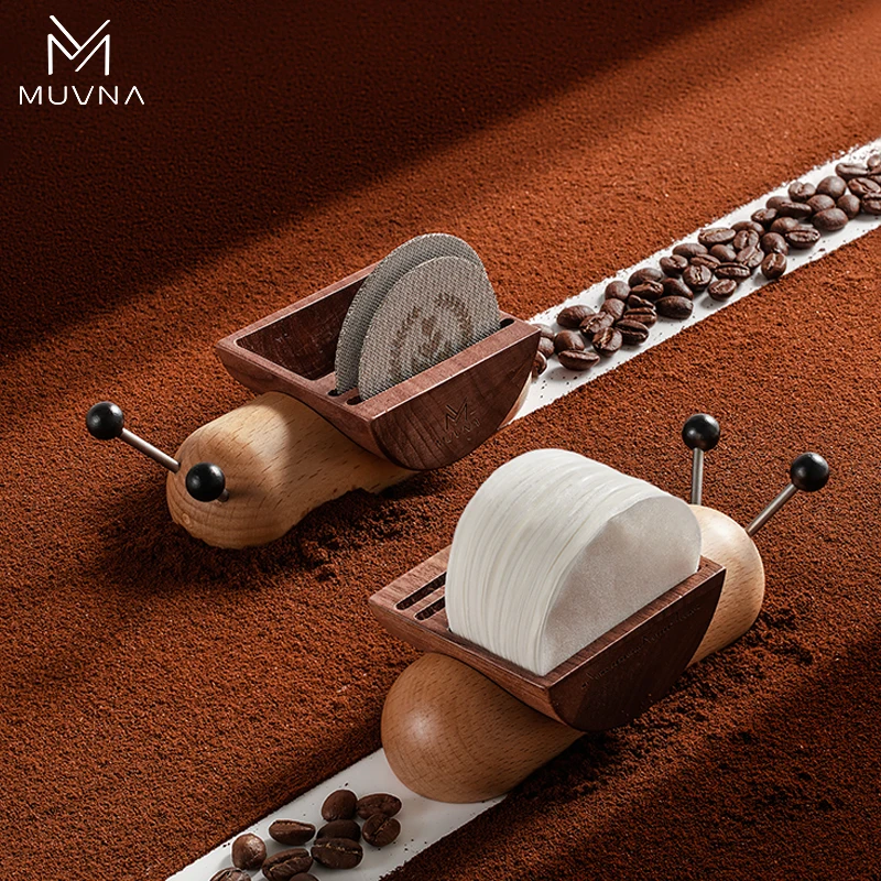 MUVNA Snail Wooden Holder for Coffee Filter Paper/Puck Screen/Sintered Mesh/Shower Screen 51/53/58mm Universal Barista Tool