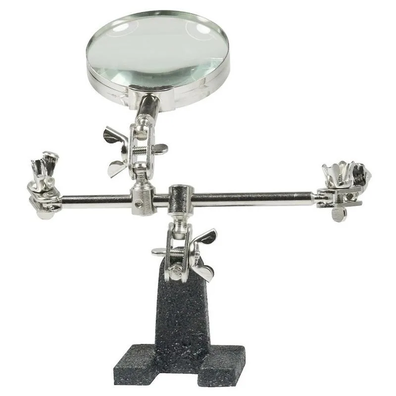 Helping Third Hand Tool Soldering Stand 5X Magnifying Glass with 2 Alligator Clips 360 Degree Rotating