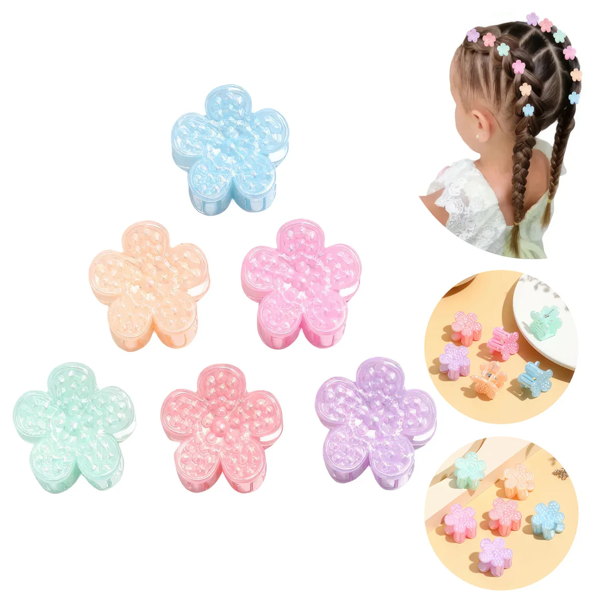 

6 шт./компл., детские заколки для волос ярких цветов, прозрачные красочные заколки с бантом, милые маленькие заколки для волос с когтями для девочек, челка для укладки