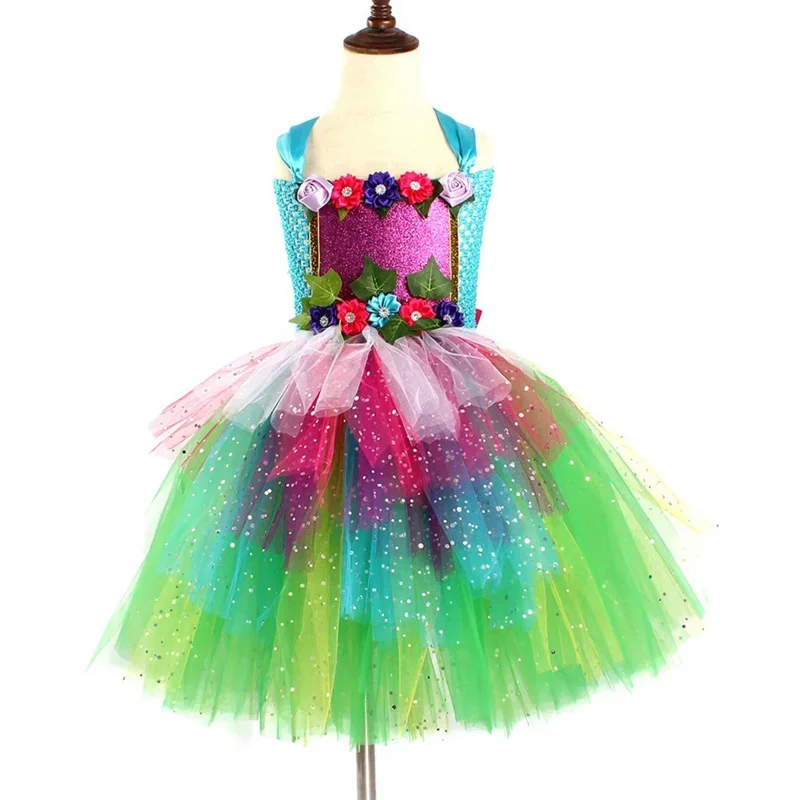 2022 الرعب الساحرة مرحلة أداء الملابس هالوين توتو تنورة فستان شبكي الفتيات تأثيري حلي كرنفال حفلة سحر فتاة فساتين