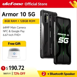 Ulefone Armor 10 5G Robustes Mobiltelefon Android 10 8 GB + 128 GB wasserdichtes Smartphone/IP68 IP69K/ 6,67