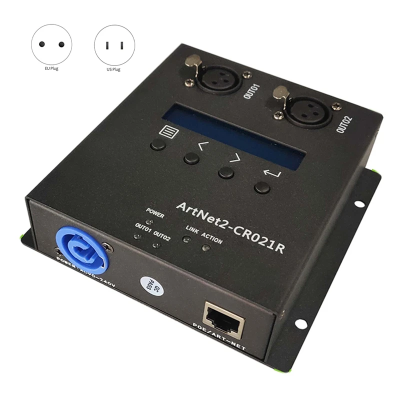 

1 Piece Artnet DMX 512 Ethernet Lighting Controller Interface 2 Converter Box Touch MA2 US Plug