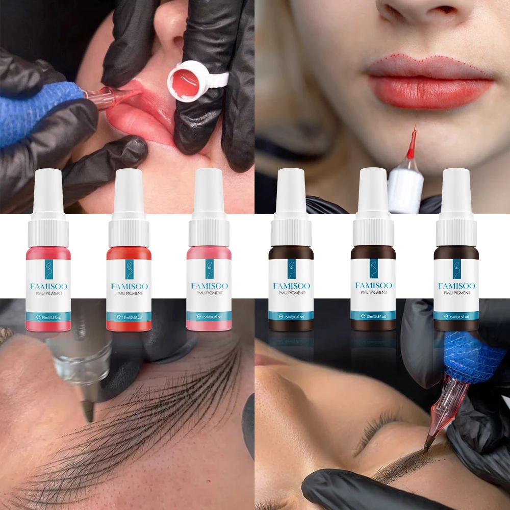

15ML FAMISOO Permanent Makeup Pigments Tattoo Lips inks Nano Microblading Pigment For Eyebrows Eyeliners Tattoo Supplies