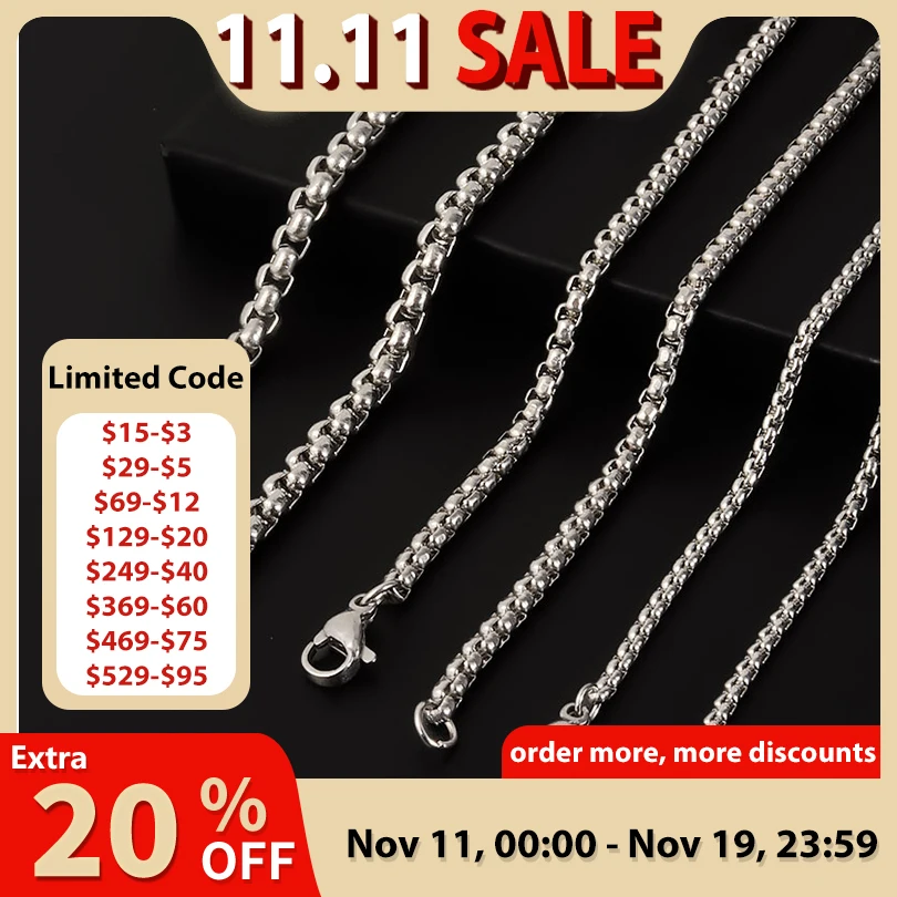 45/50/60/70/80/90 سنتيمتر سلسلة طويلة مجوهرات بسيطة حول الرقبة ديكور صندوق من الفولاذ المقاوم للصدأ القلائد للنساء الرجال قلادة ذاتية الصنع لوازم