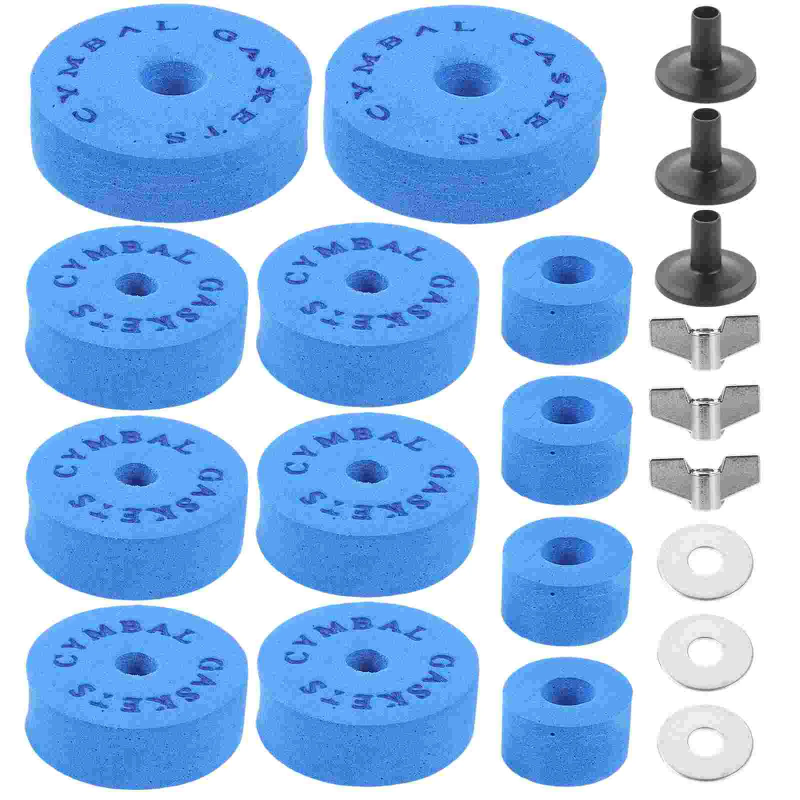 Felt Cymbal Sleeves with Base Drum Pads Cotton Kit Accessories Metal Felts Wing Nuts Blue Eva Nonslip