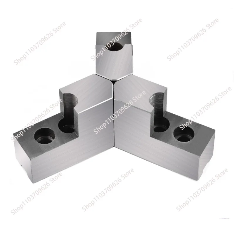 Hydraulic three-jaw chuck L-shaped 7-shaped non-standard step heightening Soft jaw 120 degree sharp angle hole moves back