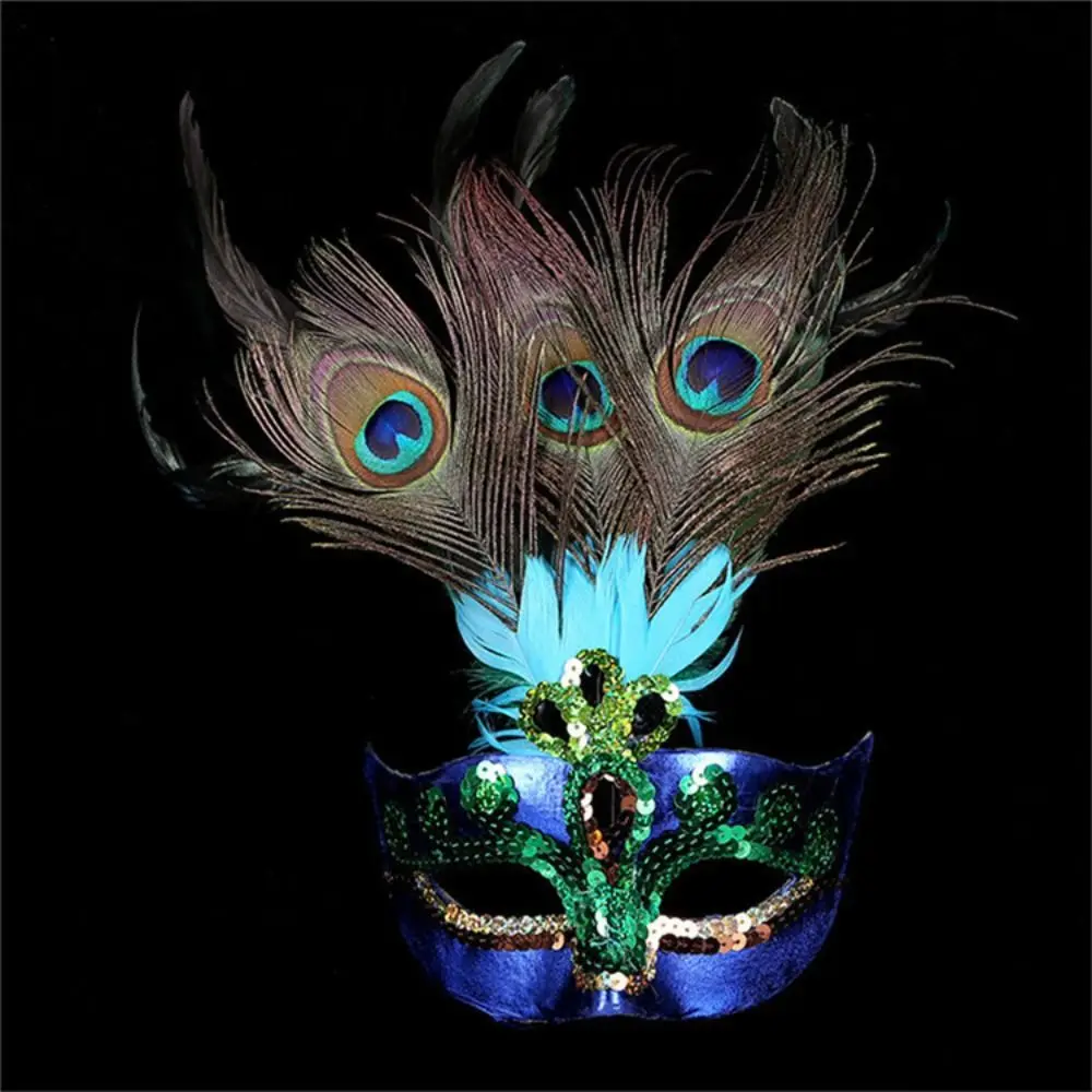 

Queen Party Supplies Peacock Feather Mask Makeup Hollow Out Carnival Mask Plastic Venice Masquerade Masks Costume