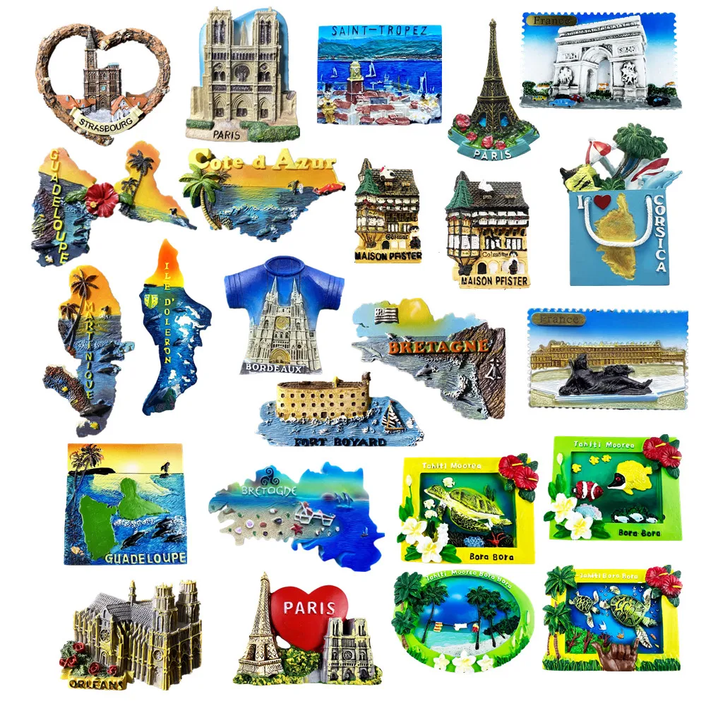 Europe France 3D Fridge Magnet Tourist Souvenirs Refrigerator Magnetic Stickers Travel collection Gift