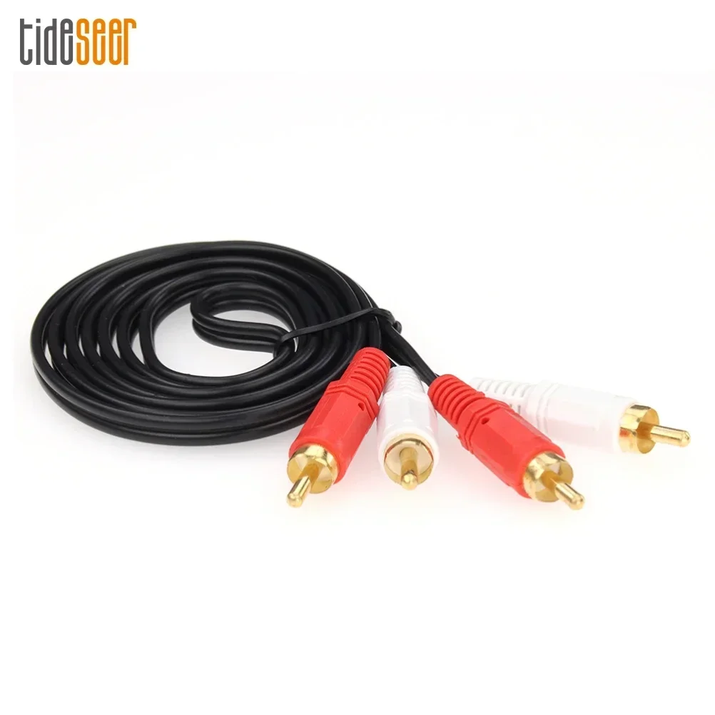 200pcs 1.5m Double RCA Male to 2 RCA Male Connector Cable Stereo Audio Extension AV Cord Wire for DVD TV CD Sound Amplifier