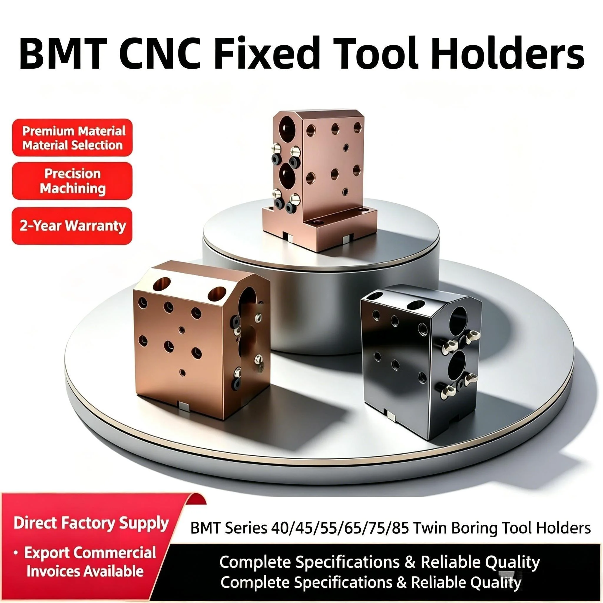 BMT Twin Boring Fixed Tool Holder BMT40 BMT45 BMT55 BMT65 BMT75 BMT85 CNC Lathe Turret Static Tool Block High Precision Customiz
