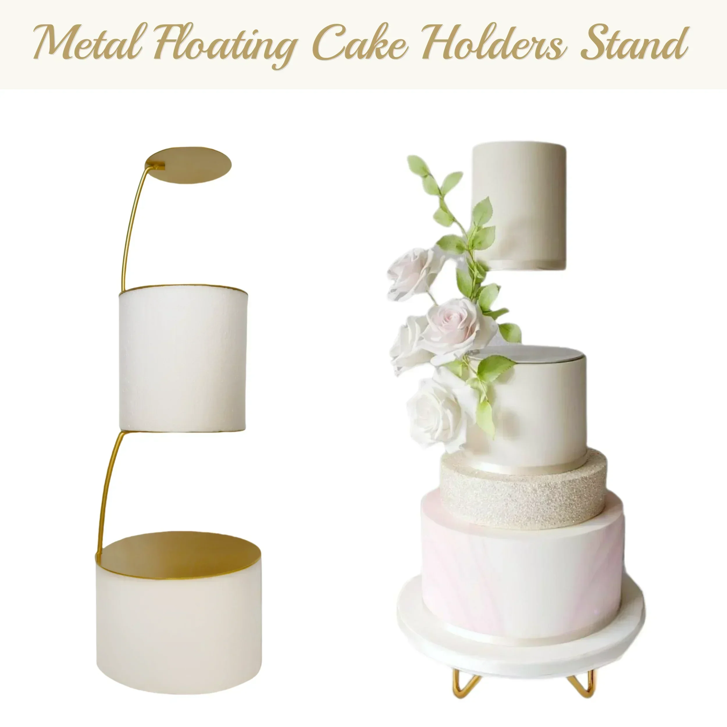 1/2PCS Metal Floating Cake Holders Stand Spacer Decorating Pastry Holder Tiers Stands Dessert Stand For Wedding Birthday Party