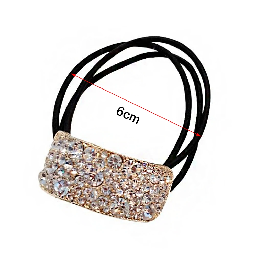 Shiny Crystal Rhinestone Thick Hair Circle Hair Rope Diamond Sweet Head Rope High Elastic Rubber Band Headdress Hair Accessories