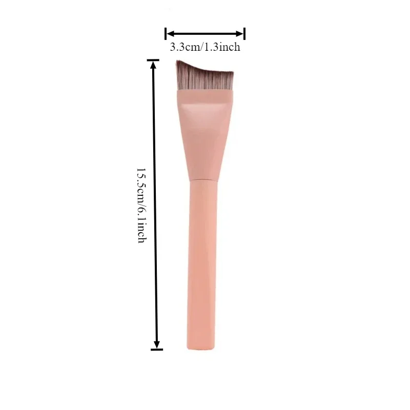 Pink Foundation Makeup Brush Curved Edge Flat Head Seamless Dense Synthetic Bristles for Concealer Liquid Foundation