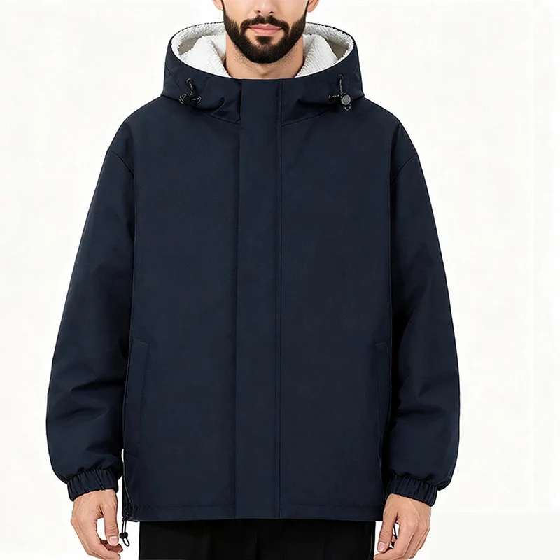 

Мужская флисовая куртка с капюшоном - двусторонняя молния на подкладке из шерпа, толстое зимнее пальто, карманы на молнии, моющаяся вручную, идеально подходит для катания на лыжах, сноуборде, работы - фланелевая рубашка с флисовой подкладкой, свободная по