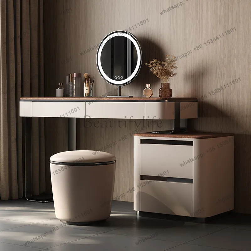FG52 Walnut color ribbon auxiliary cabinet dresser Italian medieval solid wood dressing table